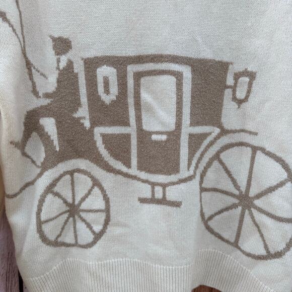 Coach Sweater Turtleneck Horse and Carriage Wool Cashmere Blend Medium Cream - Picture 5 of 10